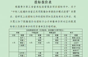 职工食堂承包经营投标书范本
